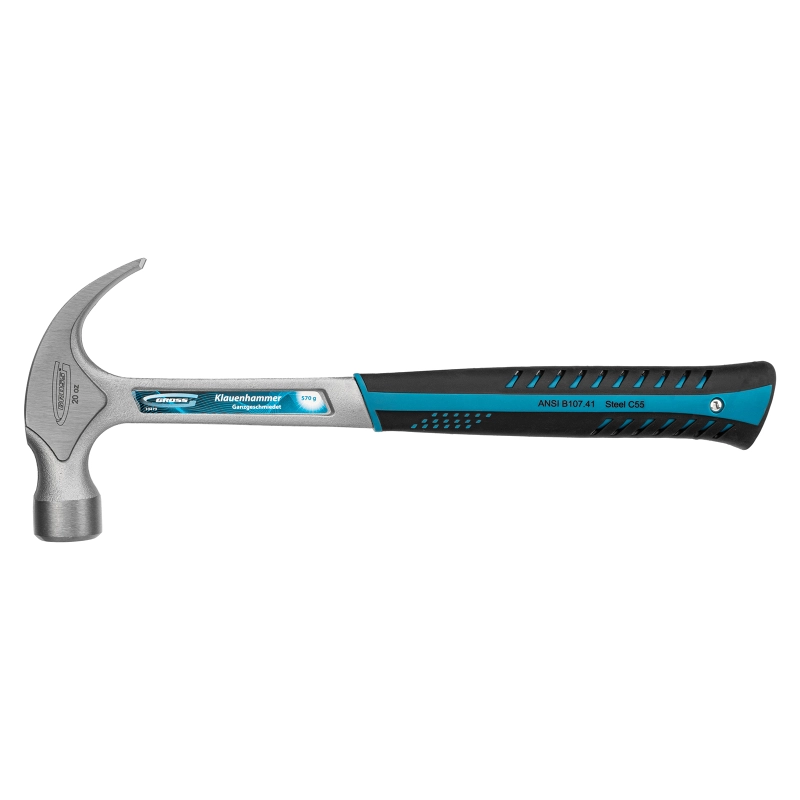 Молоток-гвоздодер, 570 г, цельнокованый, трехкомпонентная рукоятка Gross (10470)