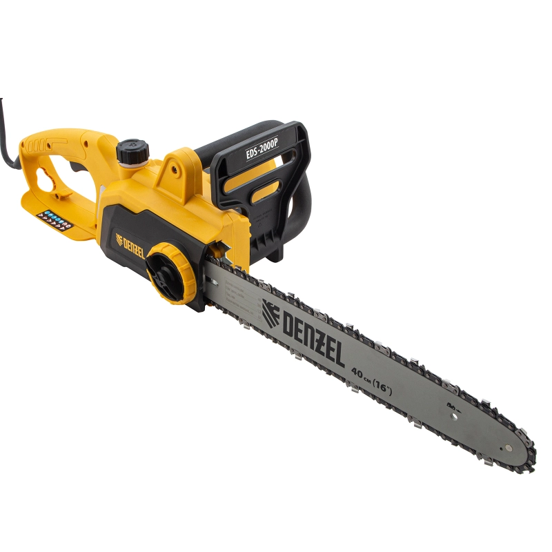 Пила цепная электрическая EDS-2000P, 2 кВт,поперечная, шина 40 см, шаг 3/8, паз 1.3 мм, 57 звеньев Denzel (95616)