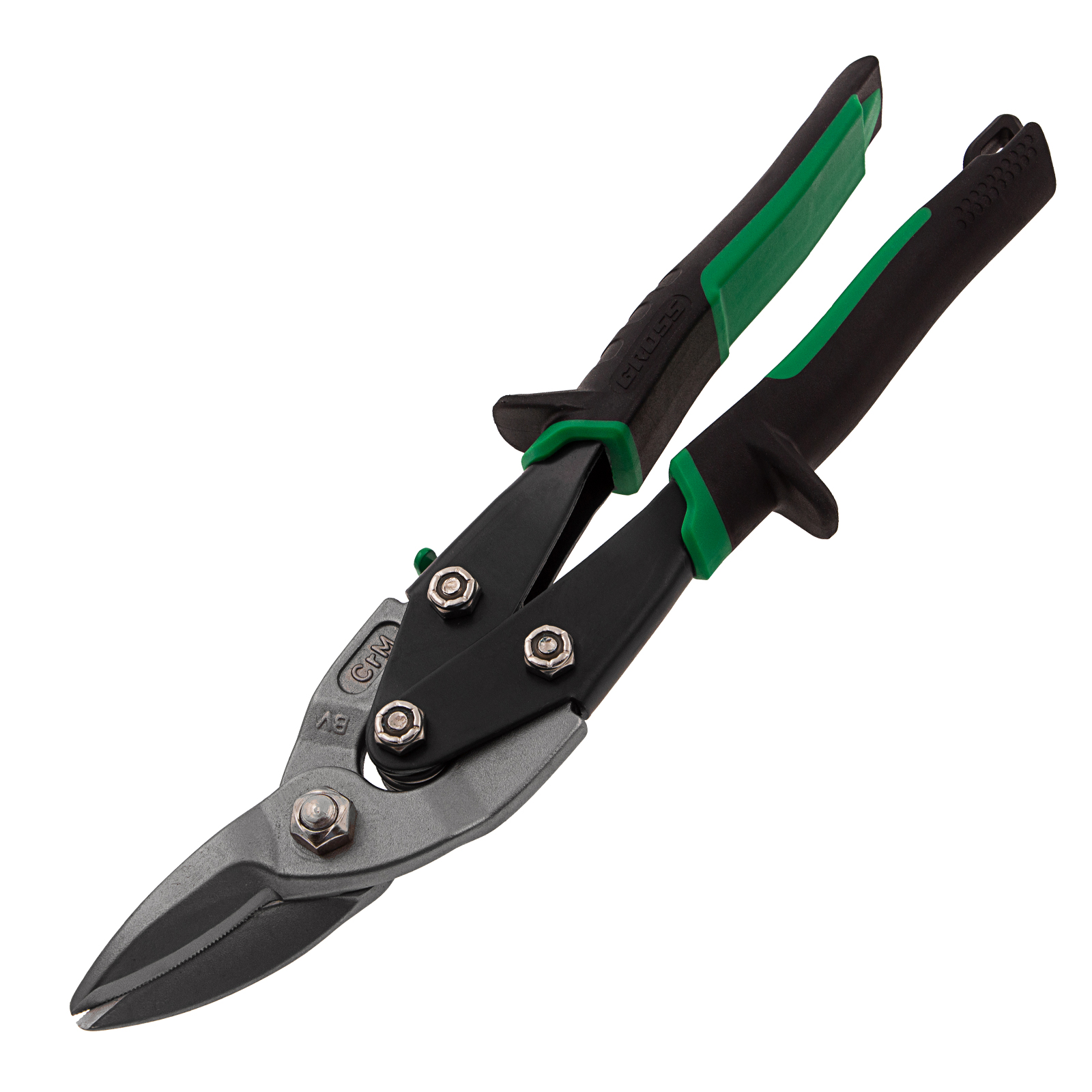 Ножницы по металлу "Piranha", 250 мм, прямой и правый рез, сталь СrMo, двухкомпонентные рукоятки Gross (78323)