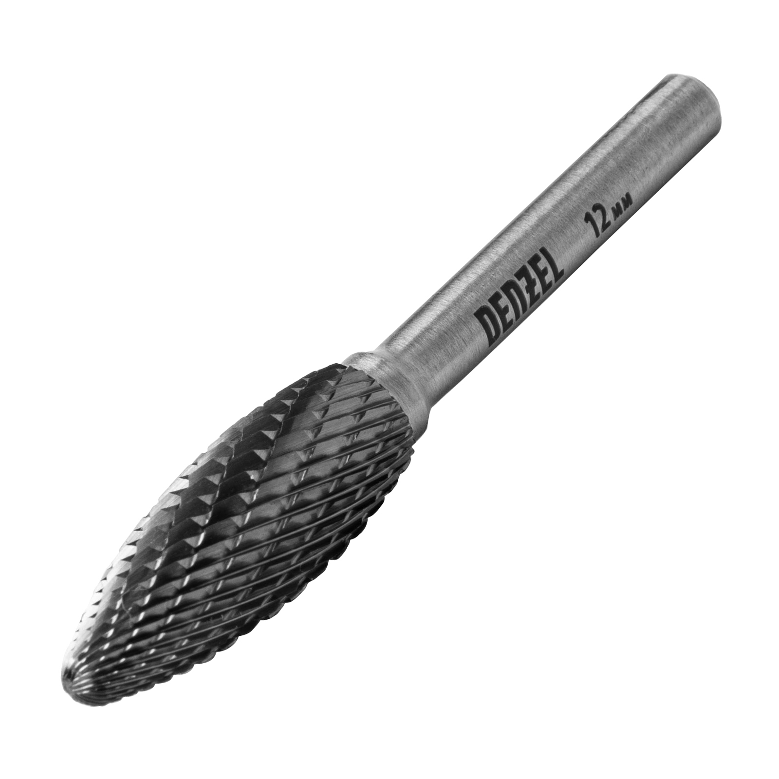 Борфреза по металлу твердосплавная, элипсообразная, тип-H, 12 мм Denzel (72063)