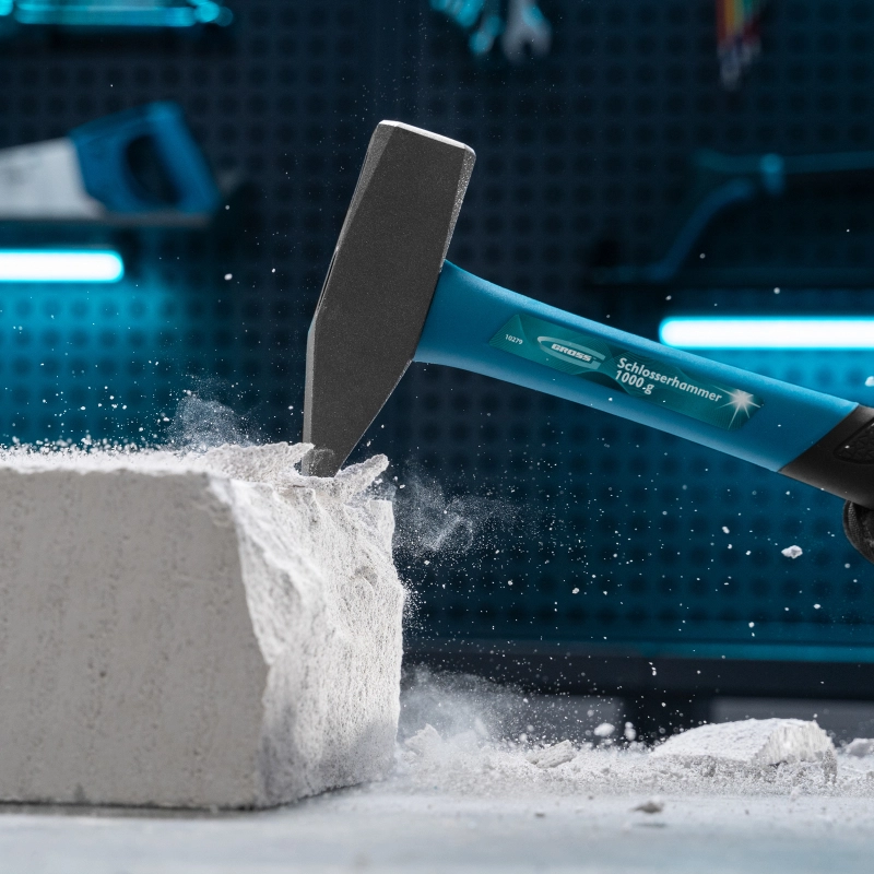 Молоток слесарный, 1000 г, квадратный боек, фибергласовая обрезиненная рукоятка Gross (10279)