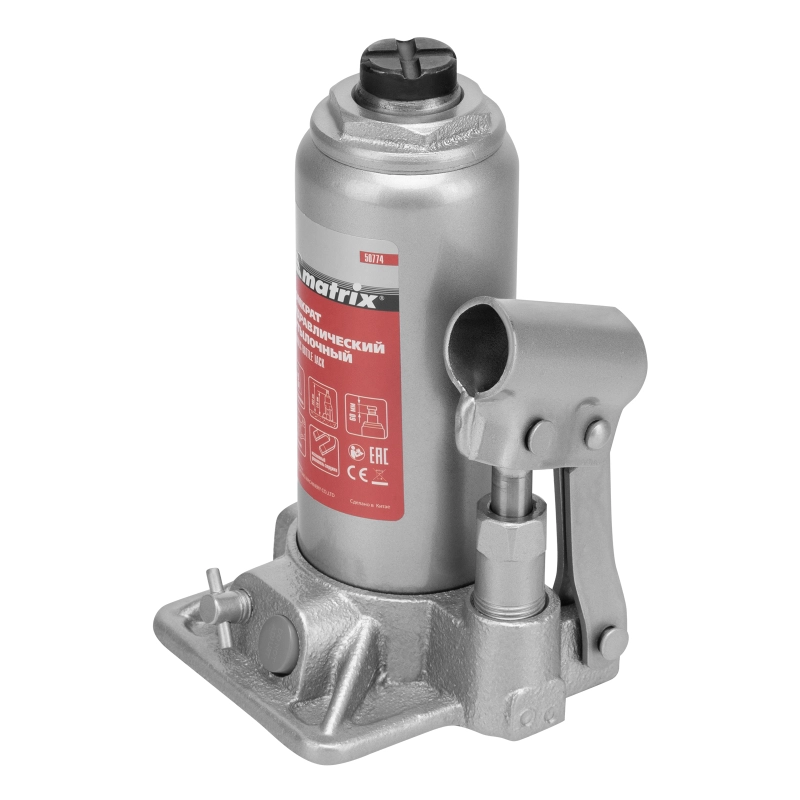 Домкрат гидравлический бутылочный, 3 т, h подъема 178-343 мм, в пластиковом кейсе Matrix (50774)