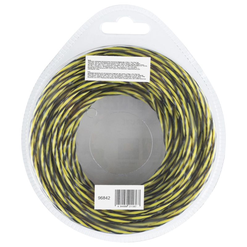 Леска для триммера двухкомпонентная витая квадратная, 3,0мм х 12м, блистер SkyCutter Denzel (96842)