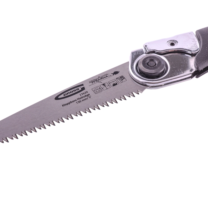 Пила по дереву Piranha, складная, для кемпинга и сада, 130 мм, 8-9 TPI, каленый зуб 3D, обрезиненная рукоятка, кобура Gross (23620)