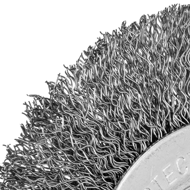 Щетка для УШМ, 100 мм, посадка 22.2 мм, плоская, витая проволока 0.3 мм Сибртех (746487)