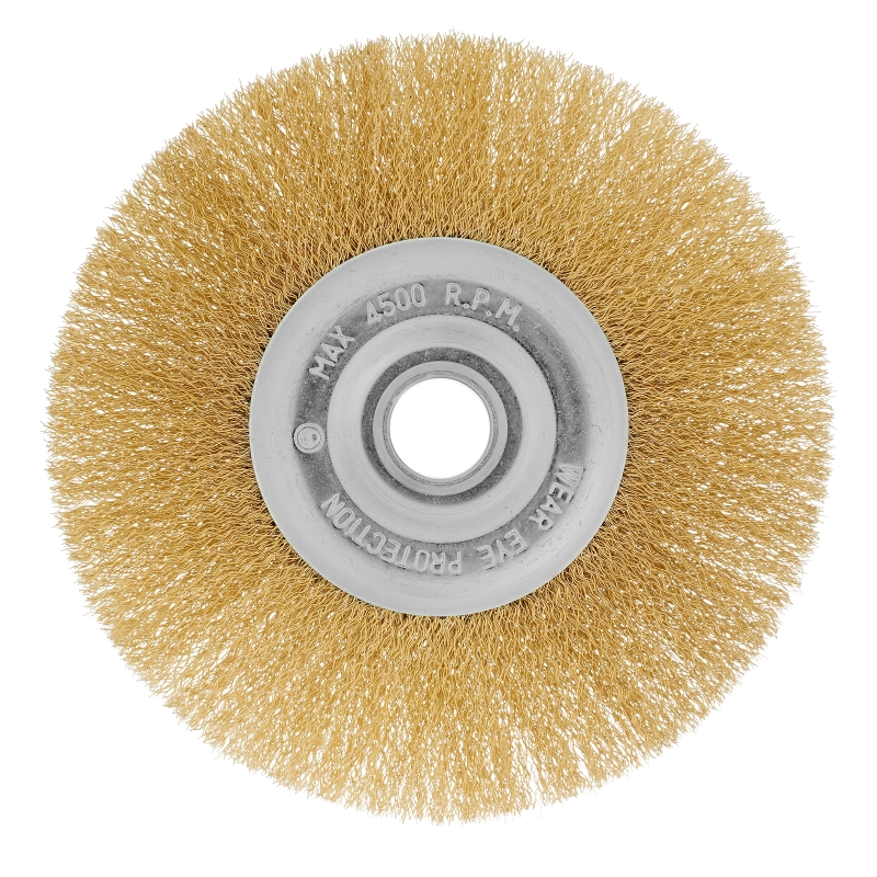 Щетка для УШМ, 175 мм, посадка 22.2 мм, плоская, латунированная витая проволока Matrix (74666)