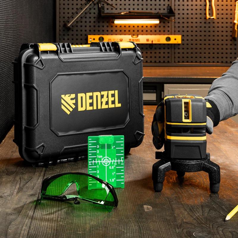 Лазерный уровень LX 06 Green, 30 м, 520 нм, аккумулятор Li 5200 mAh, резьба 5/8" Denzel (35072)