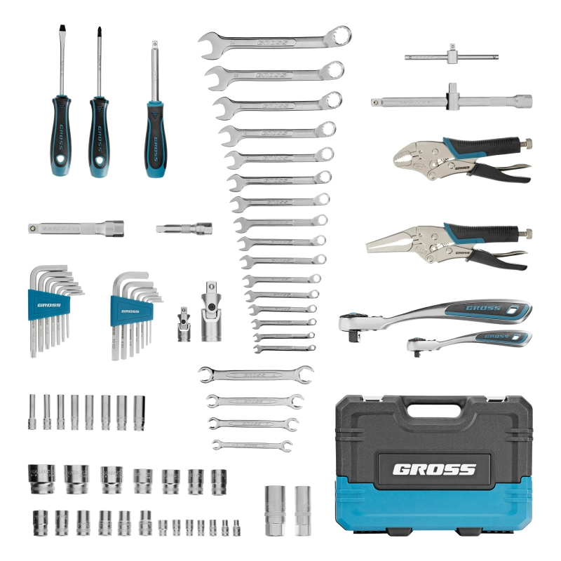Набор инструментов, 1/4", 1/2", CrV, 120 зубьев, 78 предметов Gross (14148)