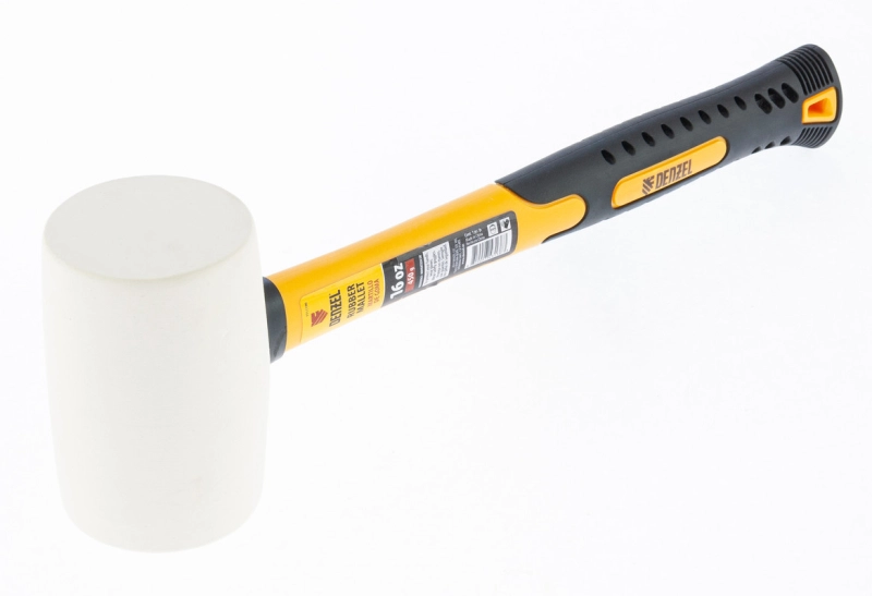 Киянка резиновая, 16 oz, белая резина, фибергласовая рукоятка Denzel (7711196)