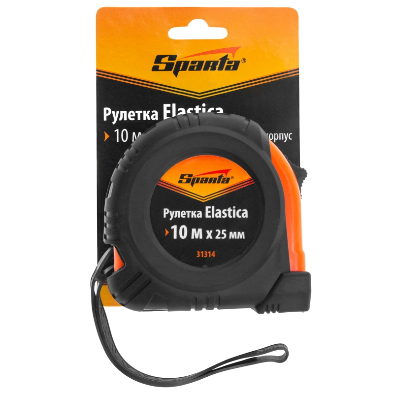 Рулетка Elastica,10 м х 25 мм,обрезиненный корпус Sparta (31314)