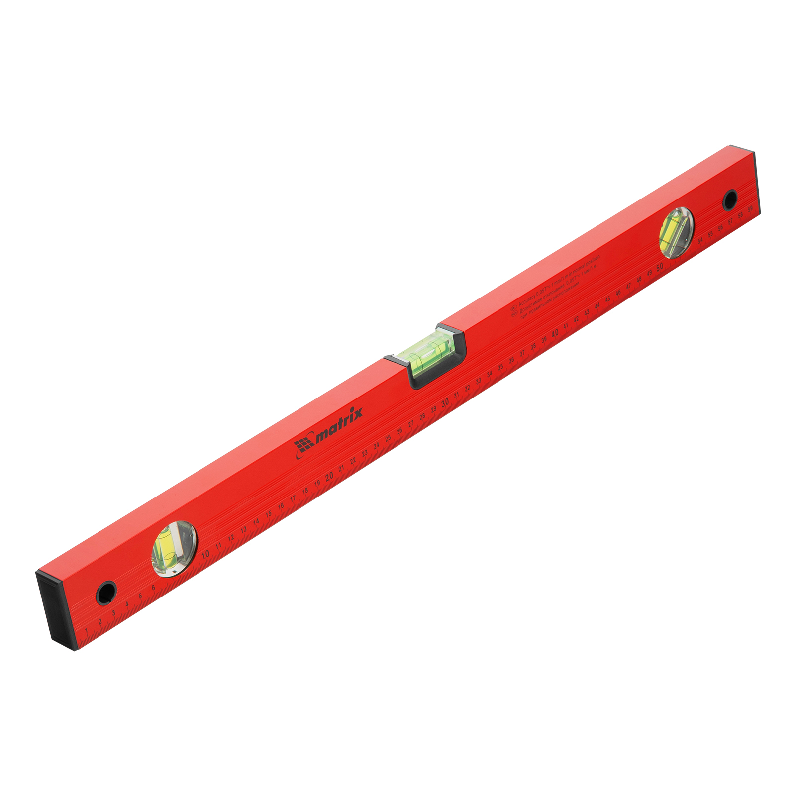 Уровень алюминиевый, 600 мм, 3 глазка, красный, линейка Matrix (33223)