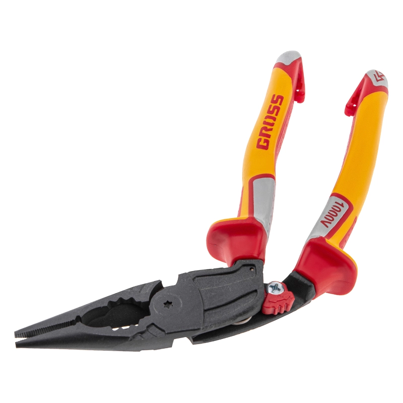 Длинногубцы с изогнутой головой, комбинированные, диэлектрические рукоятки до 1000 В, 200 мм Gross (17181)