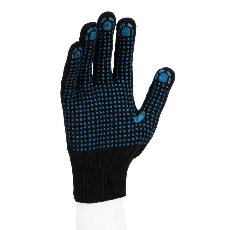 Перчатки трикотажные, ПВХ-покрытие "Точка", 10 класс, черные (67855)