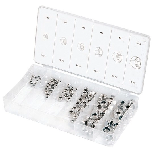 Набор гаек М5 х 0.8, М6 х 0.5, М6 х 1, М8 х 1.25, М10 х 1.25, М12 х 1.5 мм, 150 предмет Сибртех (47610)