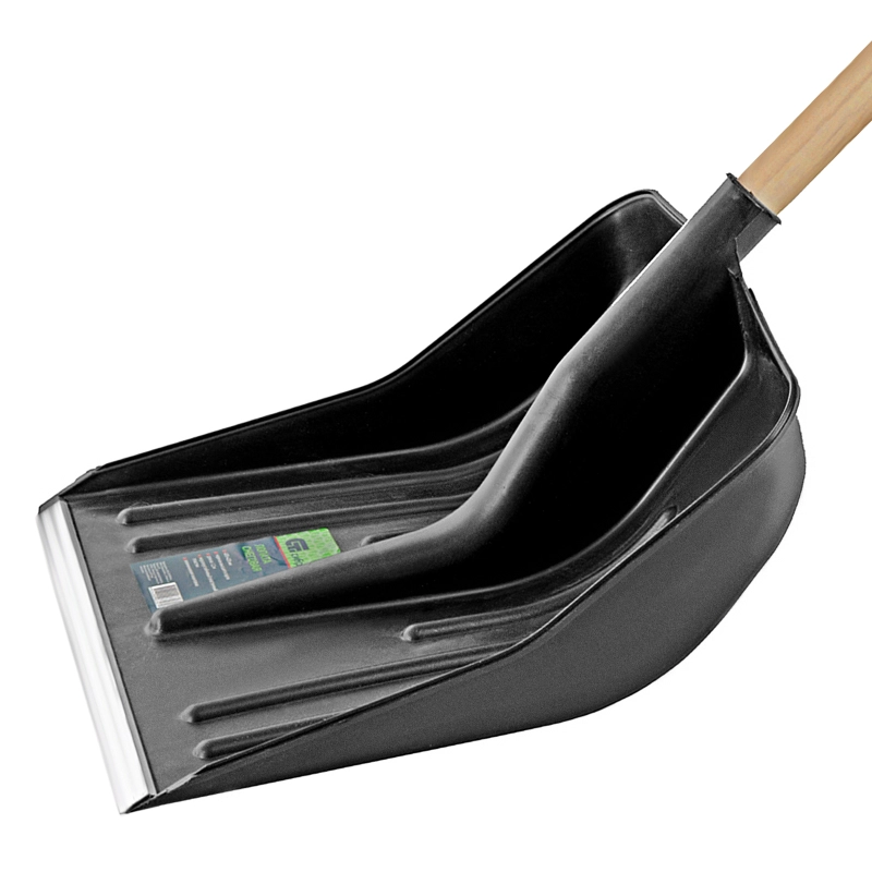 Лопата для уборки снега пластиковая, 400х420х1425 мм, деревянный черенок 1 сорт, Сибртех (615805)