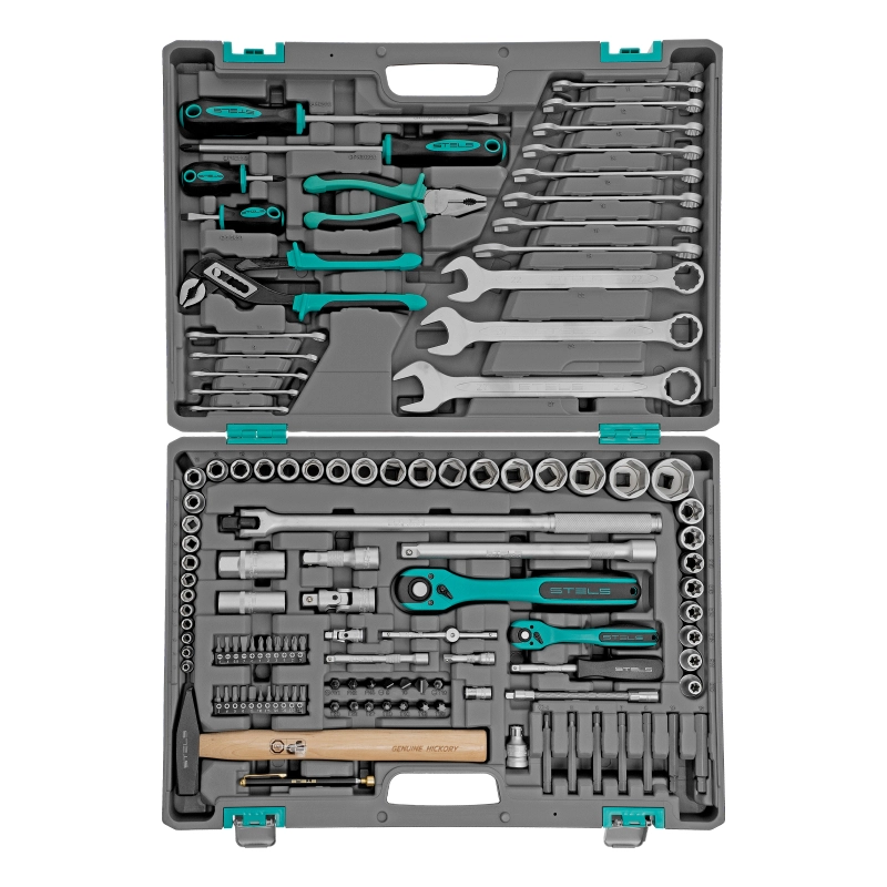 Набор инструментов, 1/4", 1/2", Cr-V, S2, усиленный кейс, 119 предметов Stels (14112)