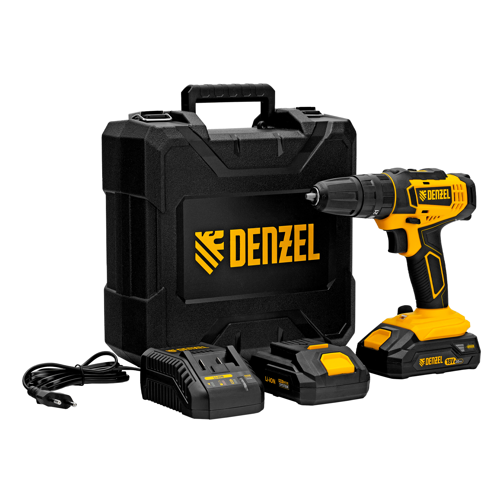 Дрель-шуруповерт аккумуляторная ударная CID-18-02BM, Li-Ion, 18 В, 2 акк. Denzel (26135)