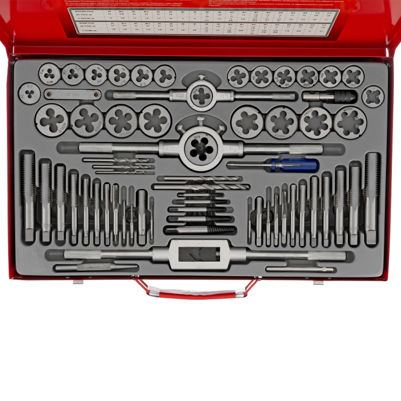 Набор метчиков и плашек М2-М20, 65 шт, металлический кейс Matrix (773065)