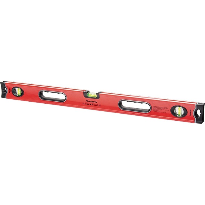 Уровень алюминиевый, 1200 мм, 3 глазка, ударопрочные заглушки, двухкомпонентные ручки Matrix ProFI (34310)