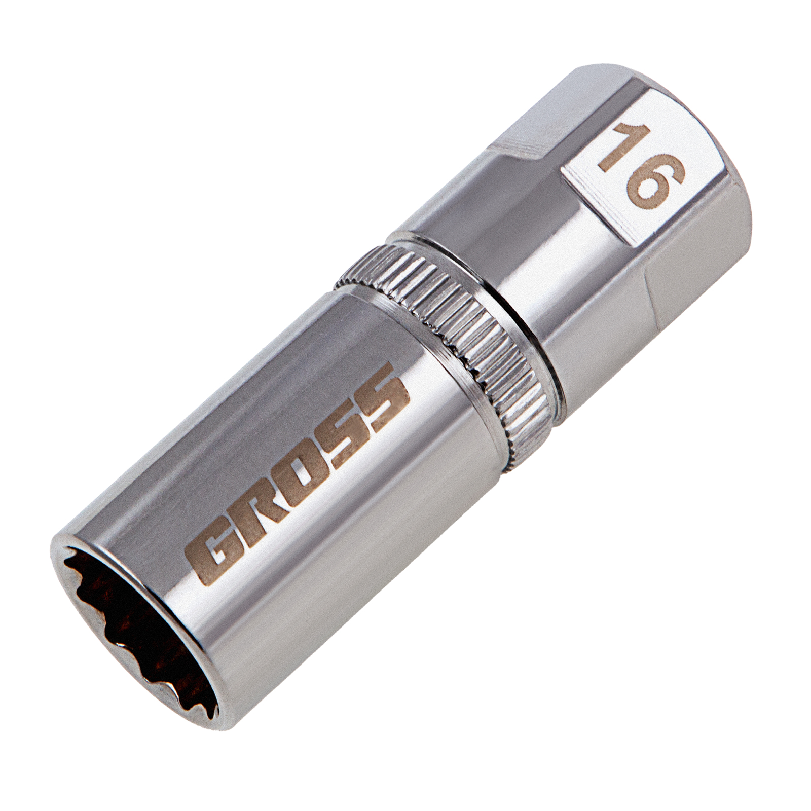 Головка торцевая свечная, магнитная, двенадцатигранная, 16 мм, под квадрат 1/2 Gross (13188)