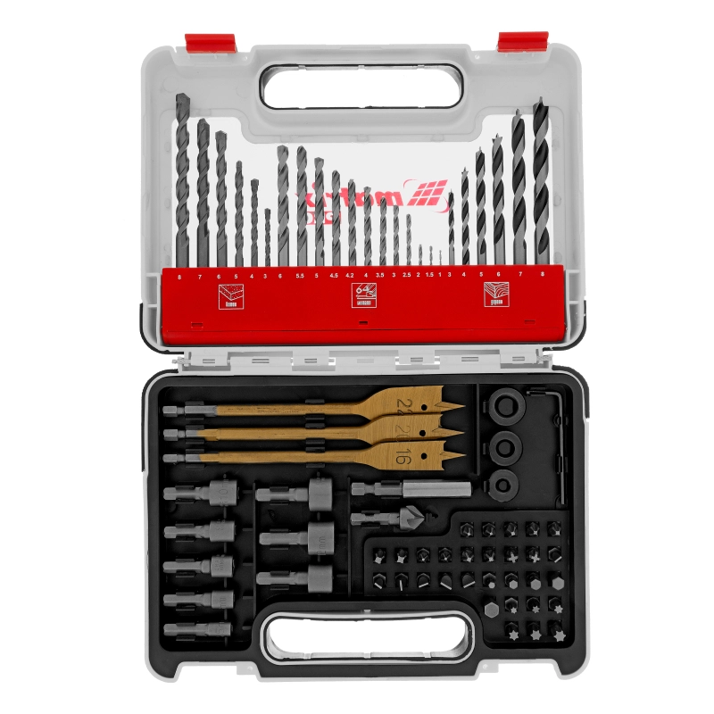 Набор сверл комбинированный, сверла по металлу 1-6 мм, бетону 3-8 мм, дереву 3-8 мм, перовые 16,20,22 мм, биты 30 шт, адаптер, головки 8 шт, 71 предмет Pro Matrix (725671)