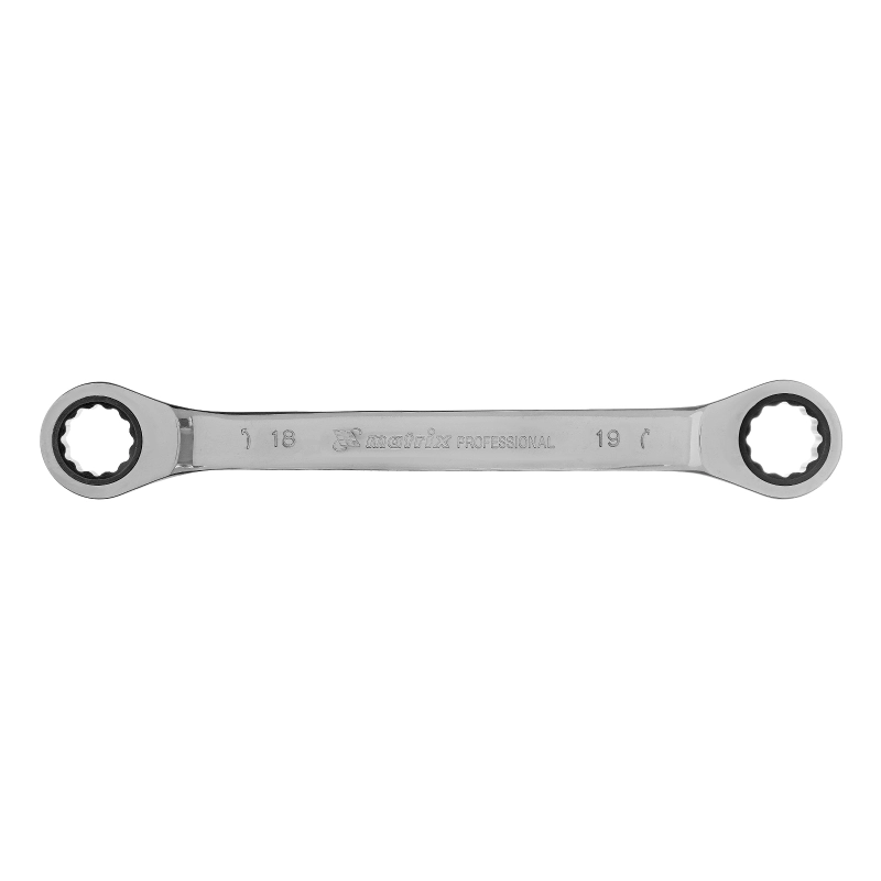 Ключ накидной трещоточный, 18 х 19 мм, CrV, зеркальный хром Matrix Professional (14507)