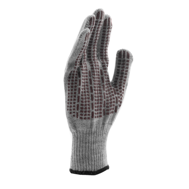 Перчатки трикотажные, акрил, ПВХ гель, "Протектор", серое мулине, оверлок Сибртех (68664)