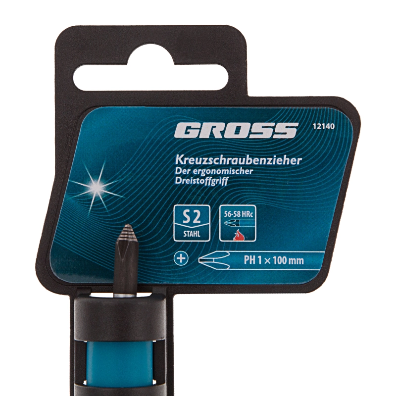 Отвертка PH1 x 100 мм, S2, трехкомпонентная ручка Gross (12140)