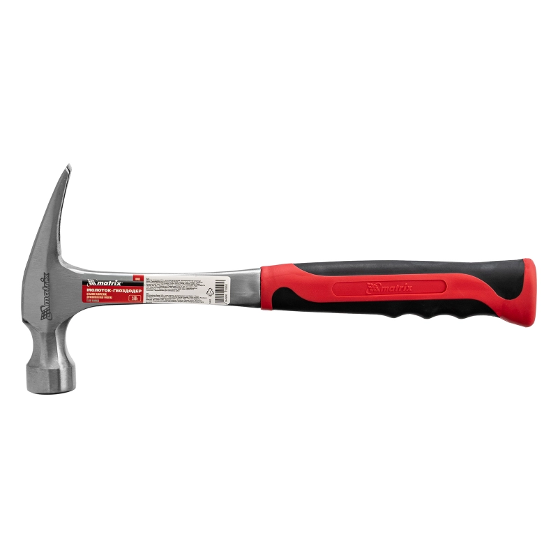 Молоток-гвоздодер, 570 г, цельнометаллический, двухкомпонентная рукоятка Matrix (10463)