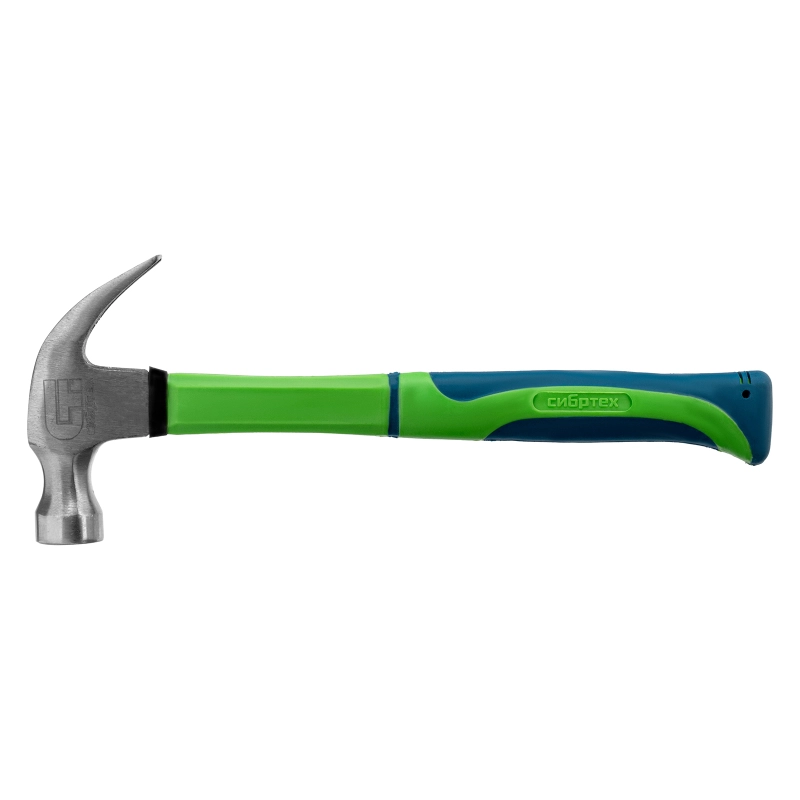 Молоток-гвоздодер, 450 г, фибергласовая обрезиненная рукоятка Сибртех (10442)