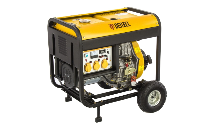 Генератор дизельный DD6300Е, 5.0 кВт, 220 В/50 Гц, 15 л, электростартер Denzel (94657)
