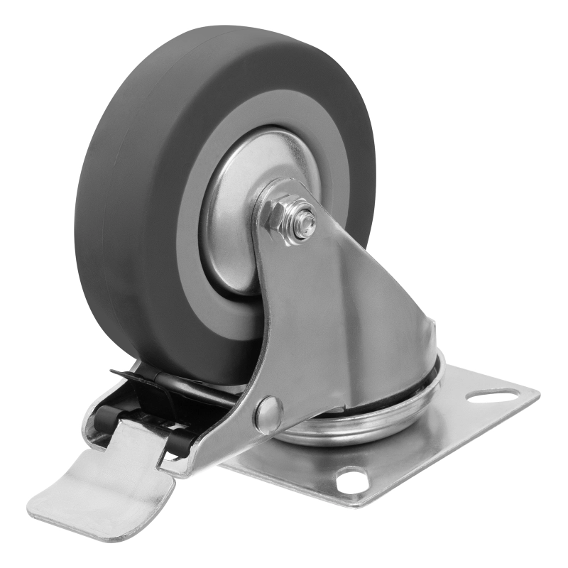 Колесо поворотное с тормозом D 75 мм, крепление  платформенное Сибртех (68720)