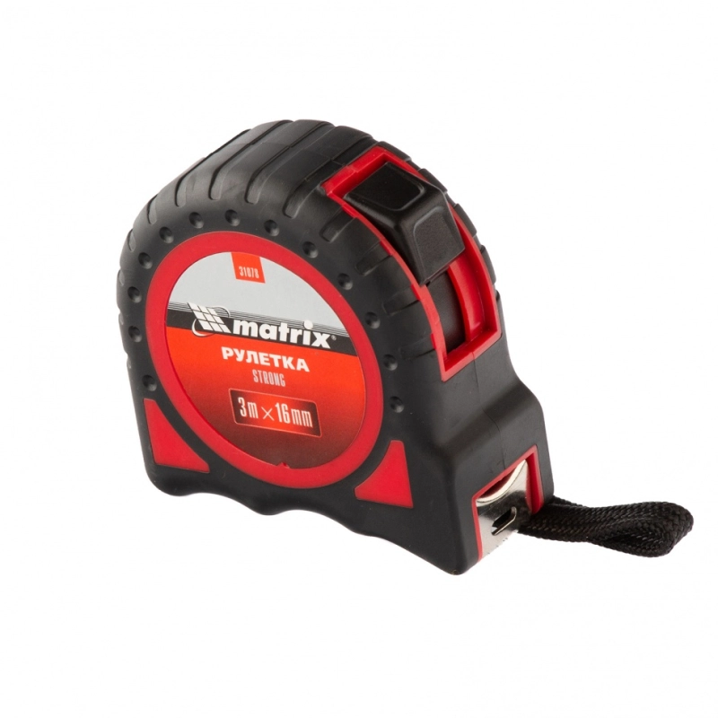 Рулетка Strong,3 м х 16 мм,обрезиненный корпус Matrix (31078)