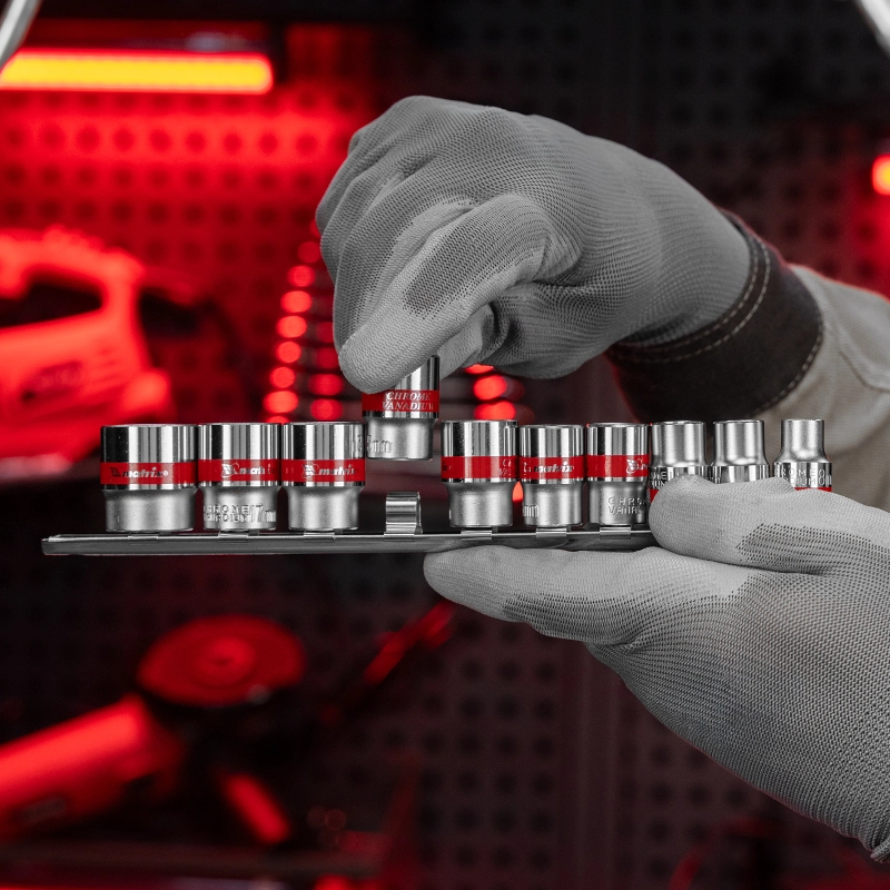 Набор торцевых головок 3/8", 6 гранные, CrV, 8-19мм, 10 штук Matrix (13558)