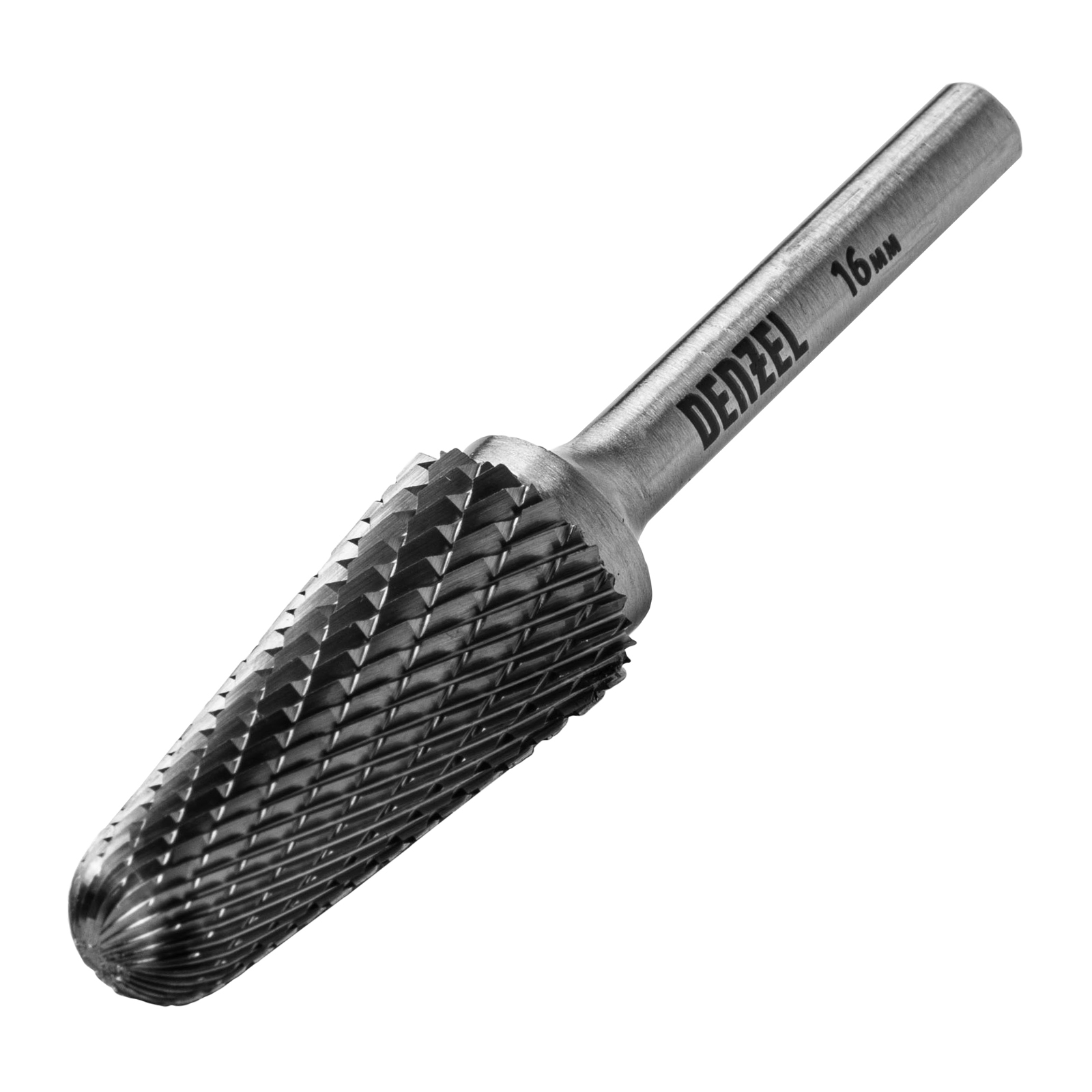 Борфреза по металлу твердосплавная, коническая закругленная, тип-L, 16 мм Denzel (72073)