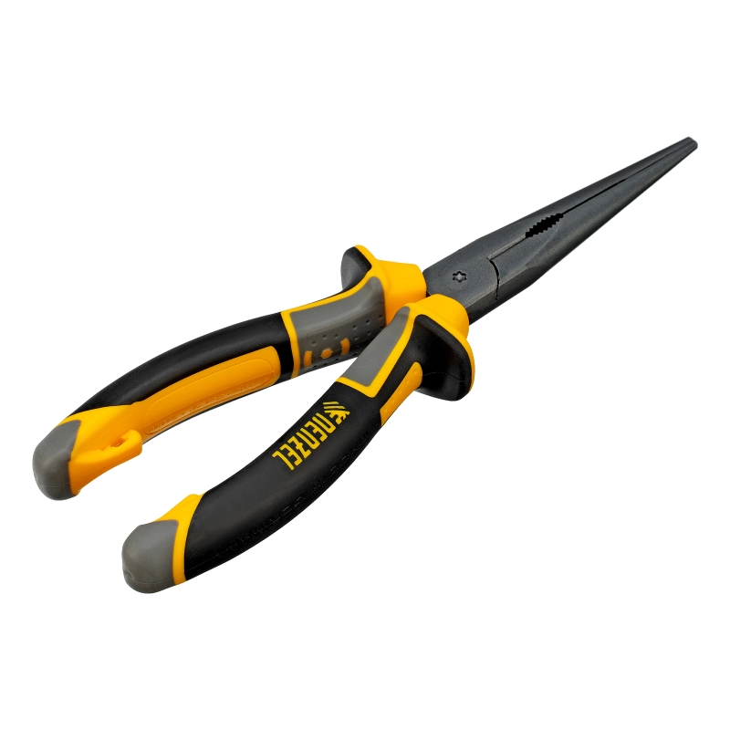 Длинногубцы прямые 205 мм, трехкомпонентные рукоятки Denzel (17302)