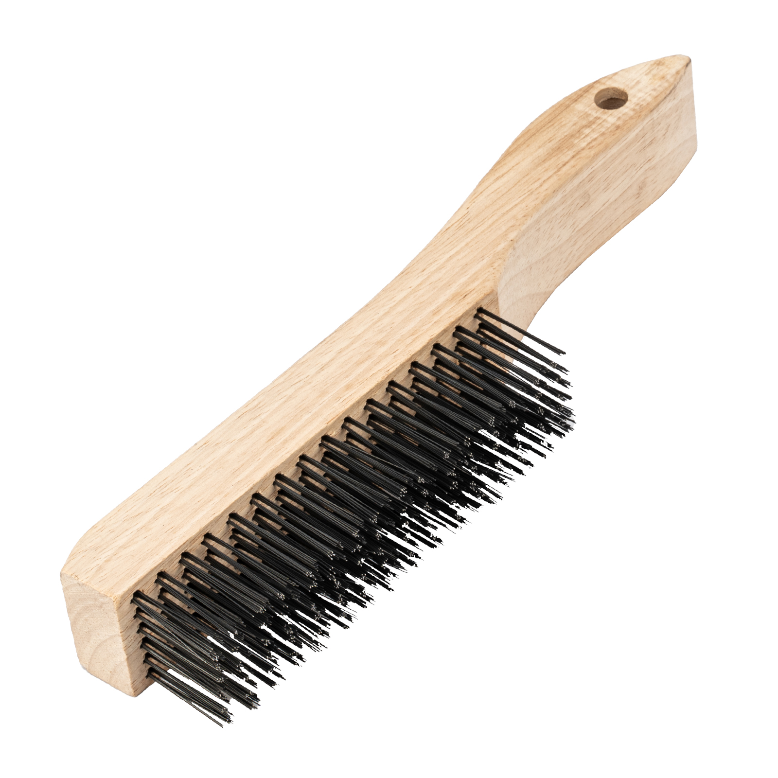 Щетка зачистная шестирядная, закаленная прямая проволока с деревянной ручкой Сибртех (74806)