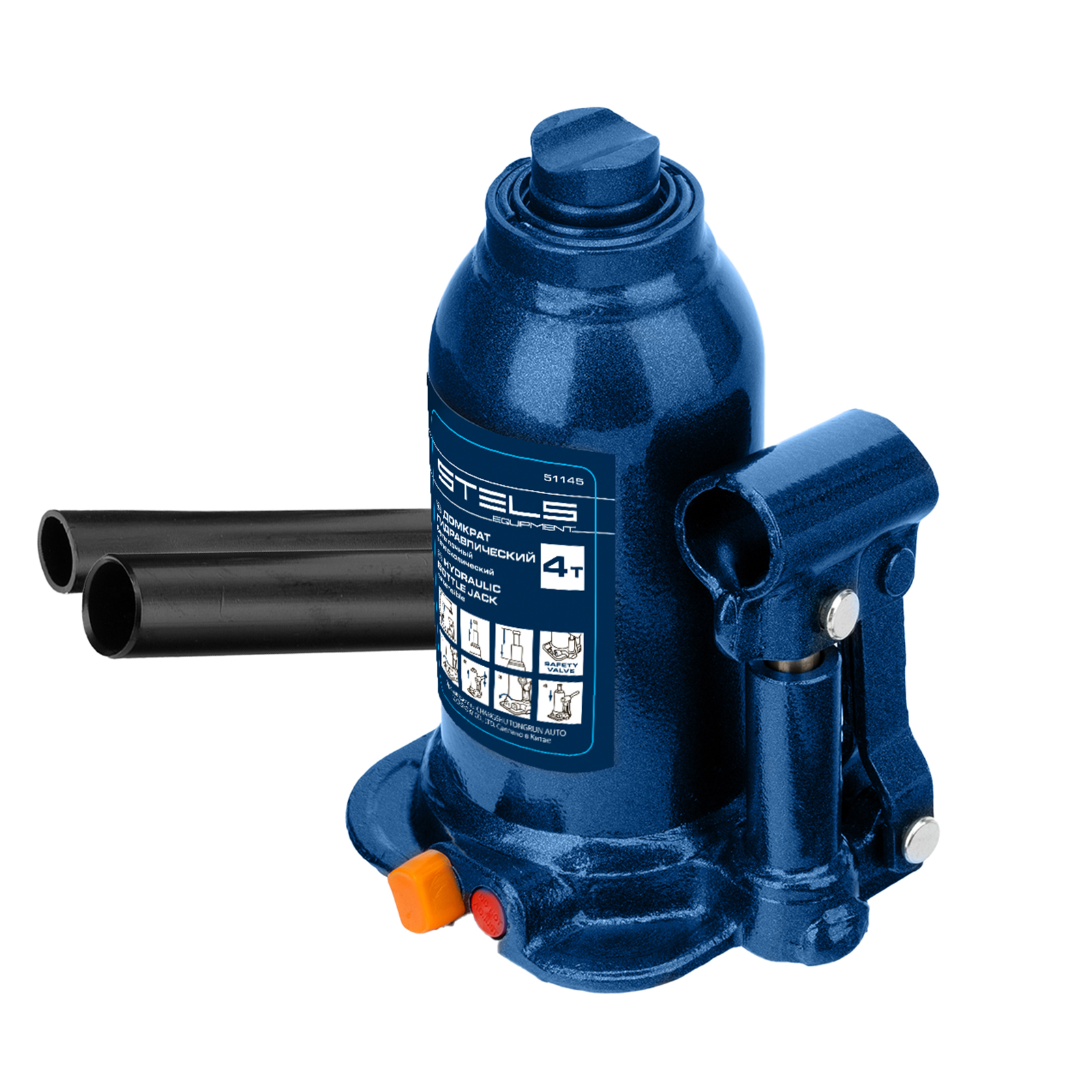 Домкрат гидравлический бутылочный телескопический, 4 т, подъем 170-420 мм Stels (51145)