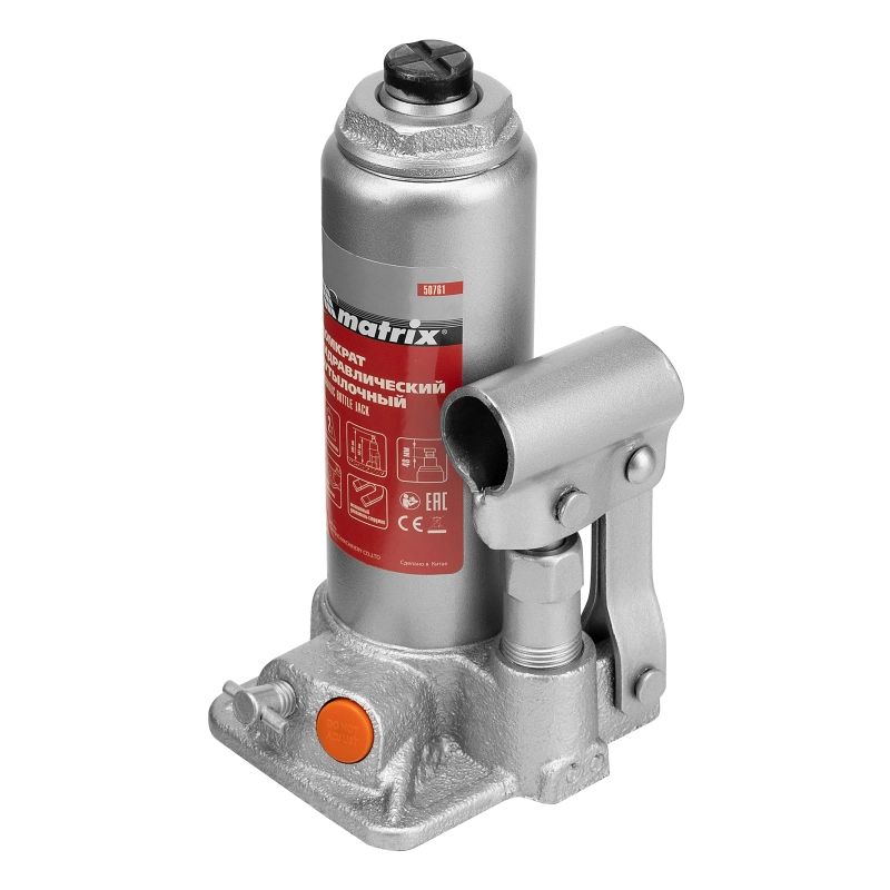 Домкрат гидравлический бутылочный, 2 т, h подъема 181-345 мм Matrix (50761)