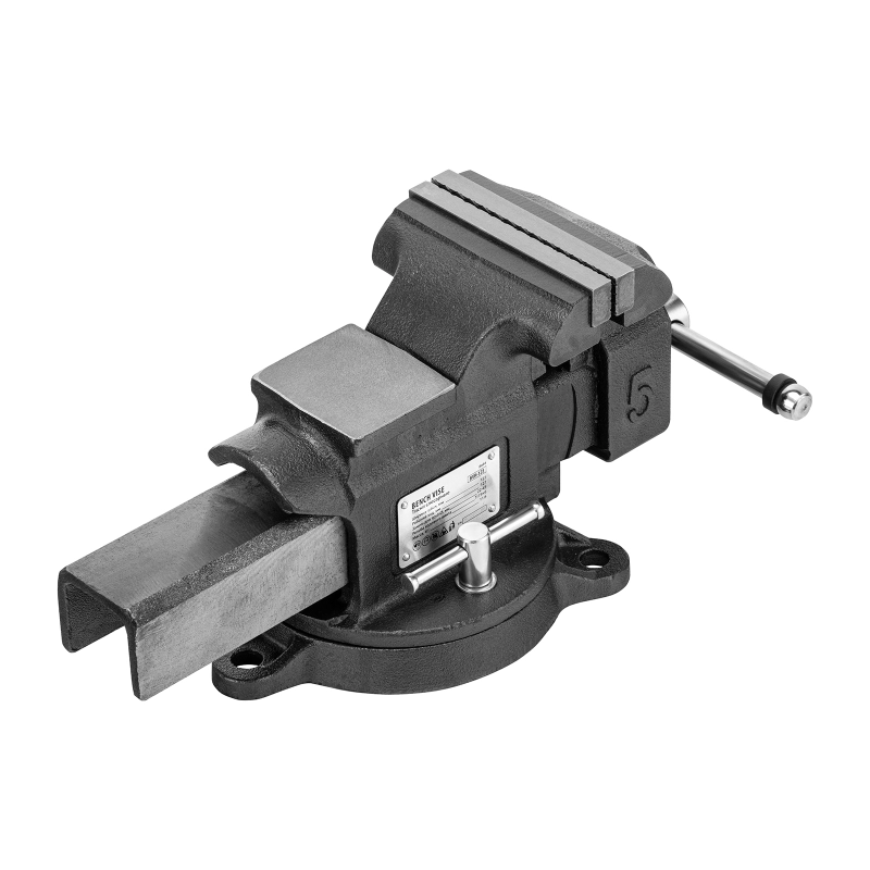 Тиски слесарные BVH-125, 125 мм, поворотные, стальная направляющая, с наковальней //Denzel (18684)