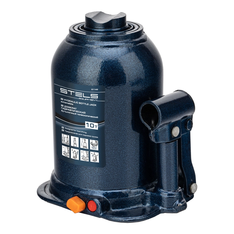 Домкрат гидравлический бутылочный телескопический, 10 т, подъем 180-450 мм Stels (51148)