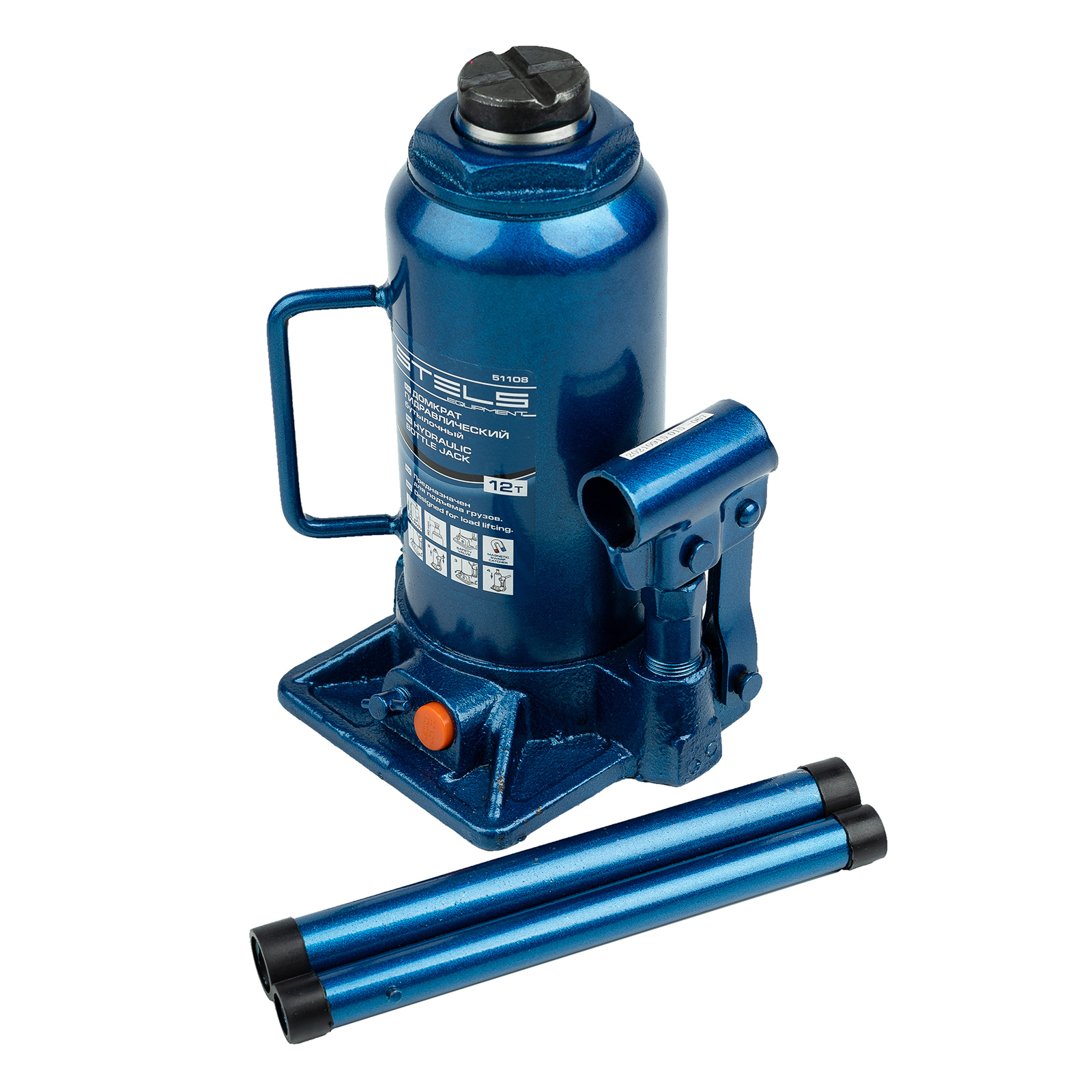 Домкрат гидравлический бутылочный, 12 т, H подъема 230-465 мм Stels (51108)
