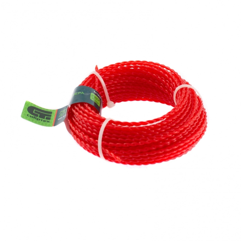 Леска для триммера овальная витая, 2.4 мм х 15 м, Сибртех (961375)