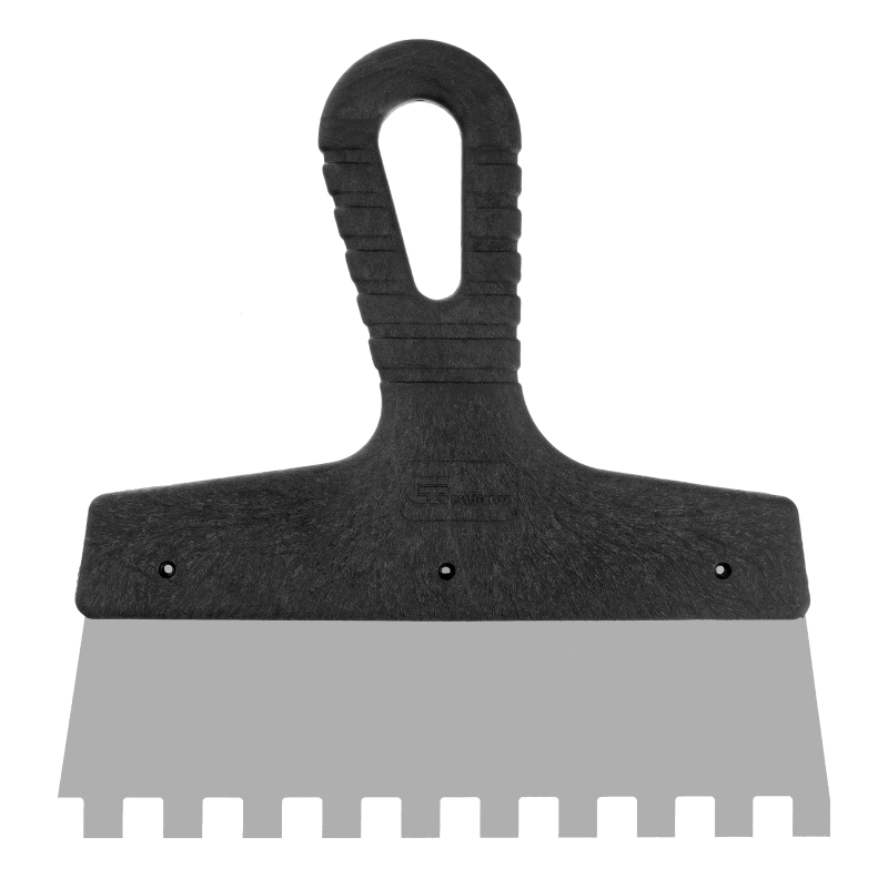 Шпатель из нержавеющей стали, 200 мм, зуб 10 х 10 мм, пластмассовая ручка Сибртех (85482)