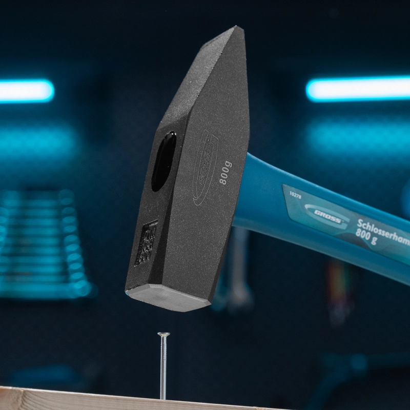 Молоток слесарный, 800 г, квадратный боек, фибергласовая обрезиненная рукоятка Gross (10278)