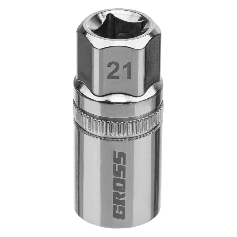 Головка торцевая свечная, магнитная, двенадцатигранная, 21 мм, под квадрат 1/2 Gross (13189)