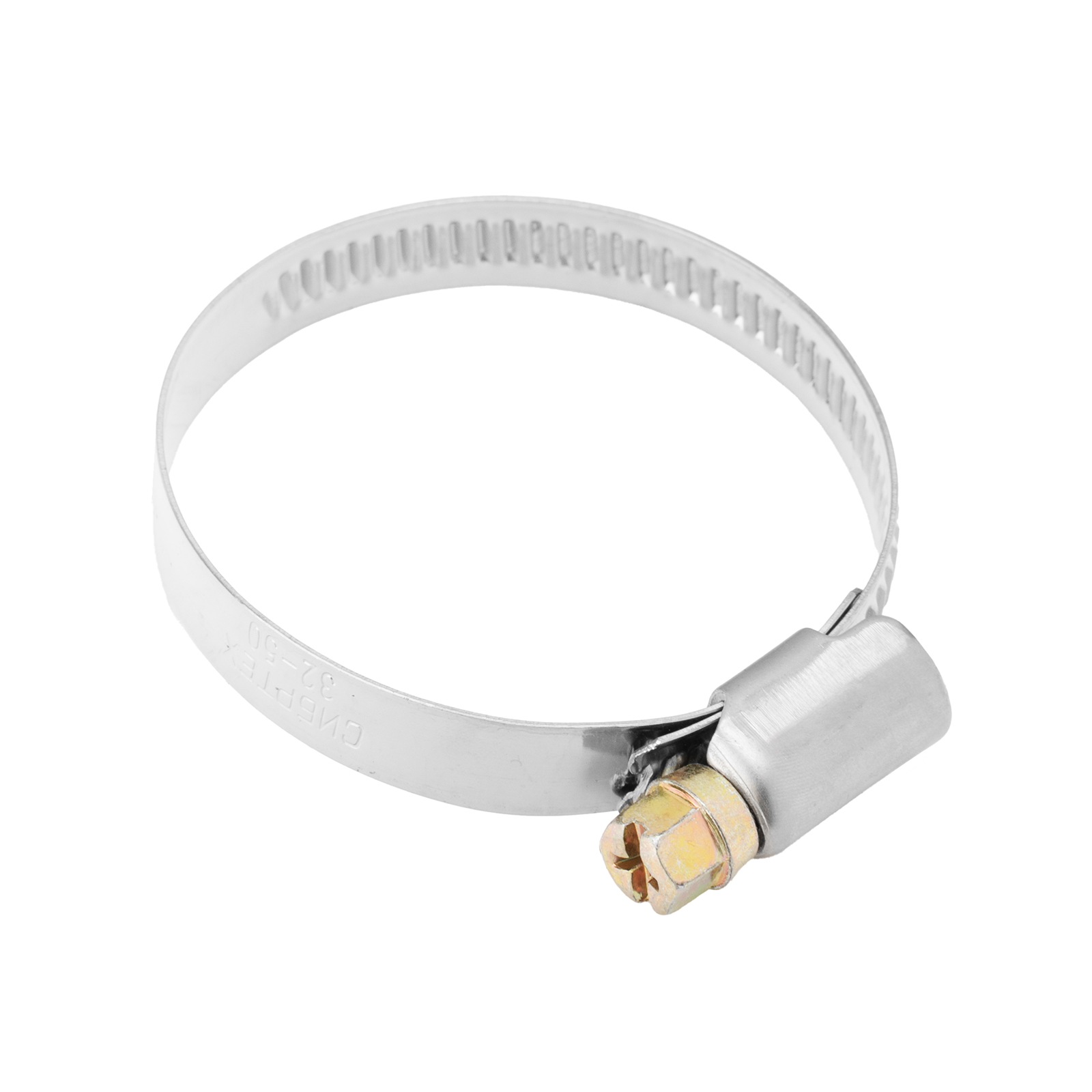 Хомуты нержавеющая сталь, Стандартное болтовое крепление 32-50 мм, 50 штук в упаковке, ширина 9 мм Сибртех (47582)