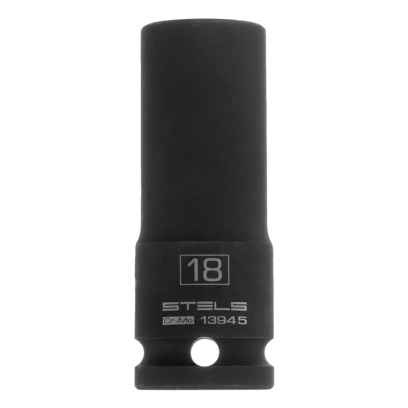 Головка ударная удлиненная шестигранная, 18 мм, 1/2, CrMo Stels (13945)