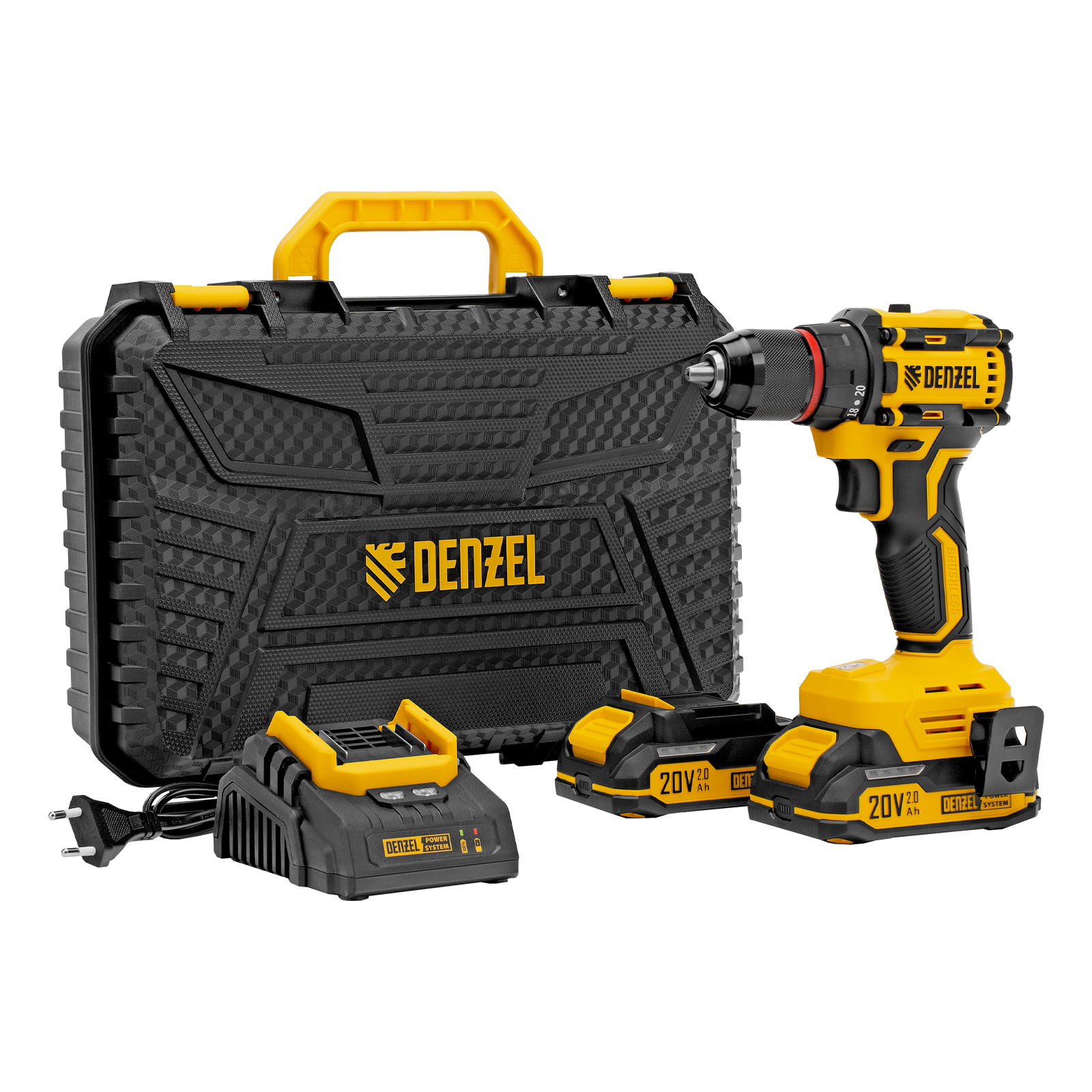 Дрель-шуруповерт аккумуляторная бесщет. CDH-BL-20, Li-Ion, 20 В// Denzel (26123)