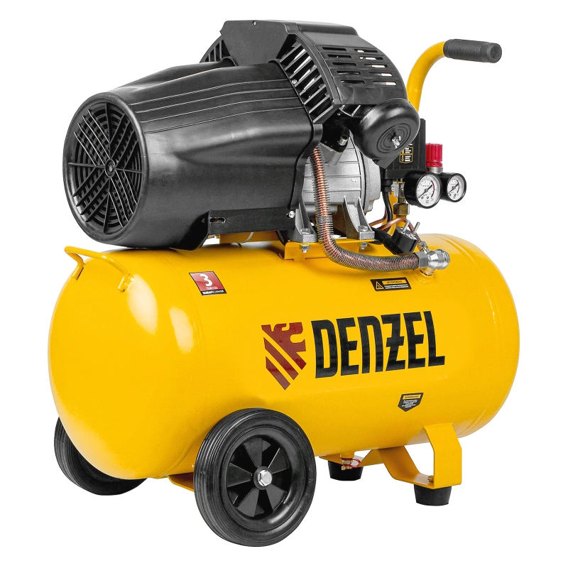 Компрессор воздушный DCV2200/50, прямой привод, 2.2 кВт, 50 литров, 380 л/мин Denzel (58167)
